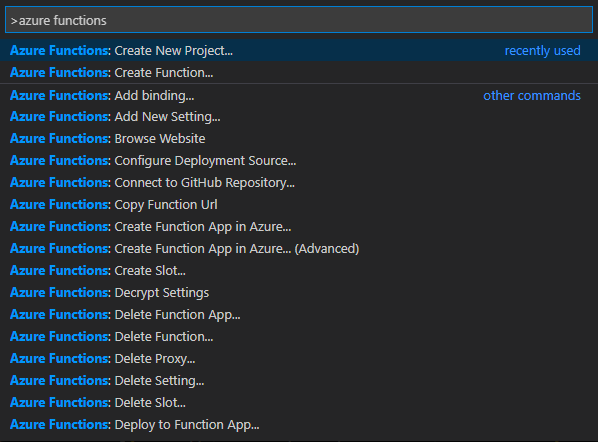 New Azure Function Project